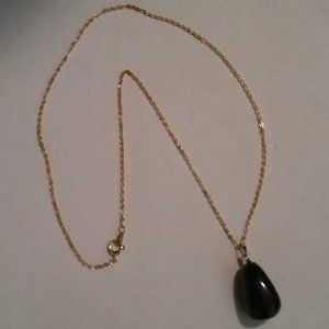 Necklace With Black Stone 1" Hangs 10" New